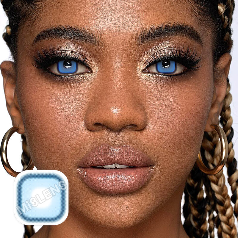 【Clearance】Mislens Square Blue color contact Lenses for dark brown eyes