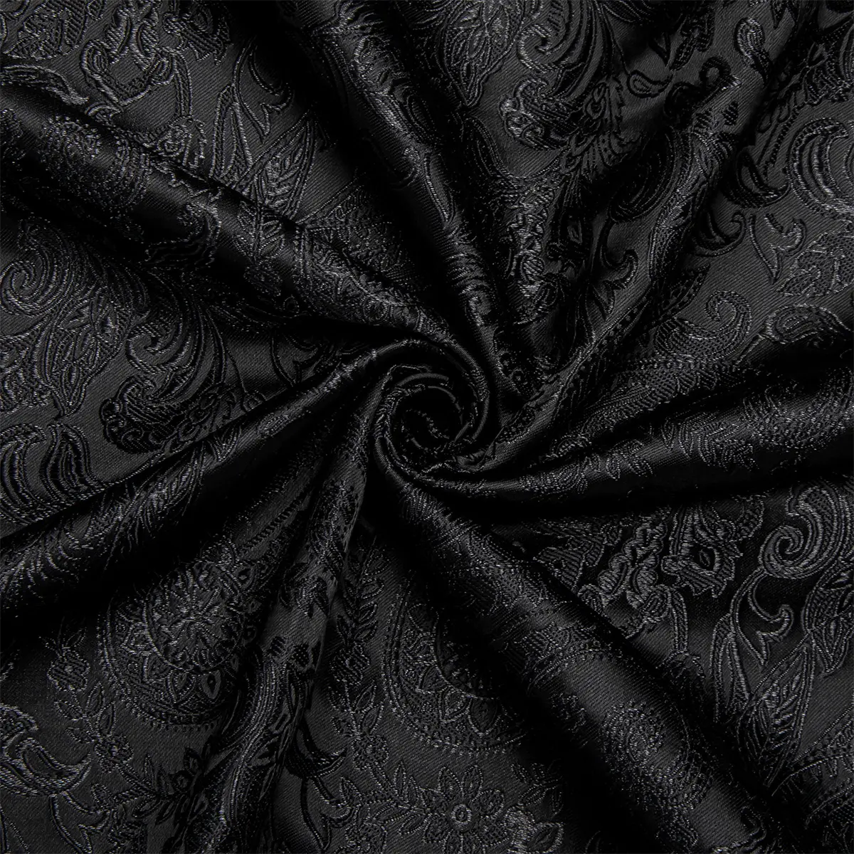 Men's Paisley Print Dress Shirt — Long Sleeve, Wrinkle-Free, Button-Down Collar, Denim Style. Blending both casual and formal aesthetics, this regular-fit black shirt serves as a wardrobe staple suitable for both business environments and everyday wear.