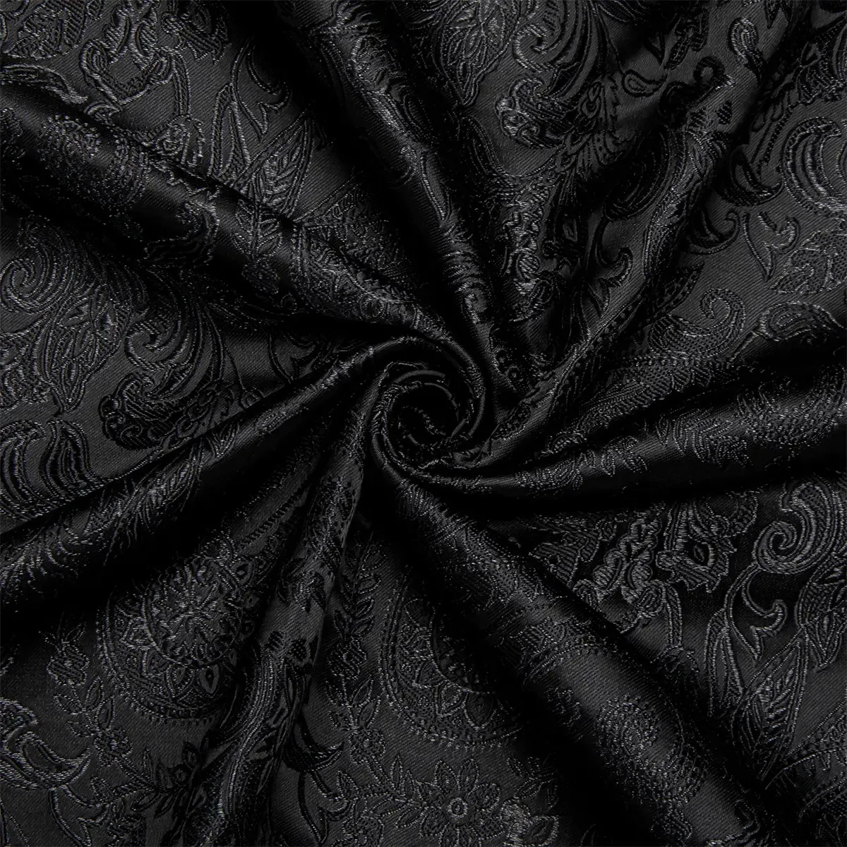 Men's Paisley Print Dress Shirt — Long Sleeve, Wrinkle-Free, Button-Down Collar, Denim Style. Blending both casual and formal aesthetics, this regular-fit black shirt serves as a wardrobe staple suitable for both business environments and everyday wear.