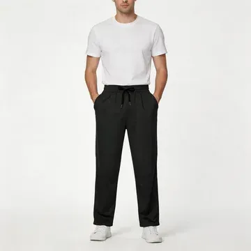 4-Pack Men's Loose Fitting Casual Pants for Fall Relaxed Fit Oversize Clothing Comfortable Drawstring Lounge Pants with Pockets Workout Stylish Black And Deep Gray, Beige FathersDayGift