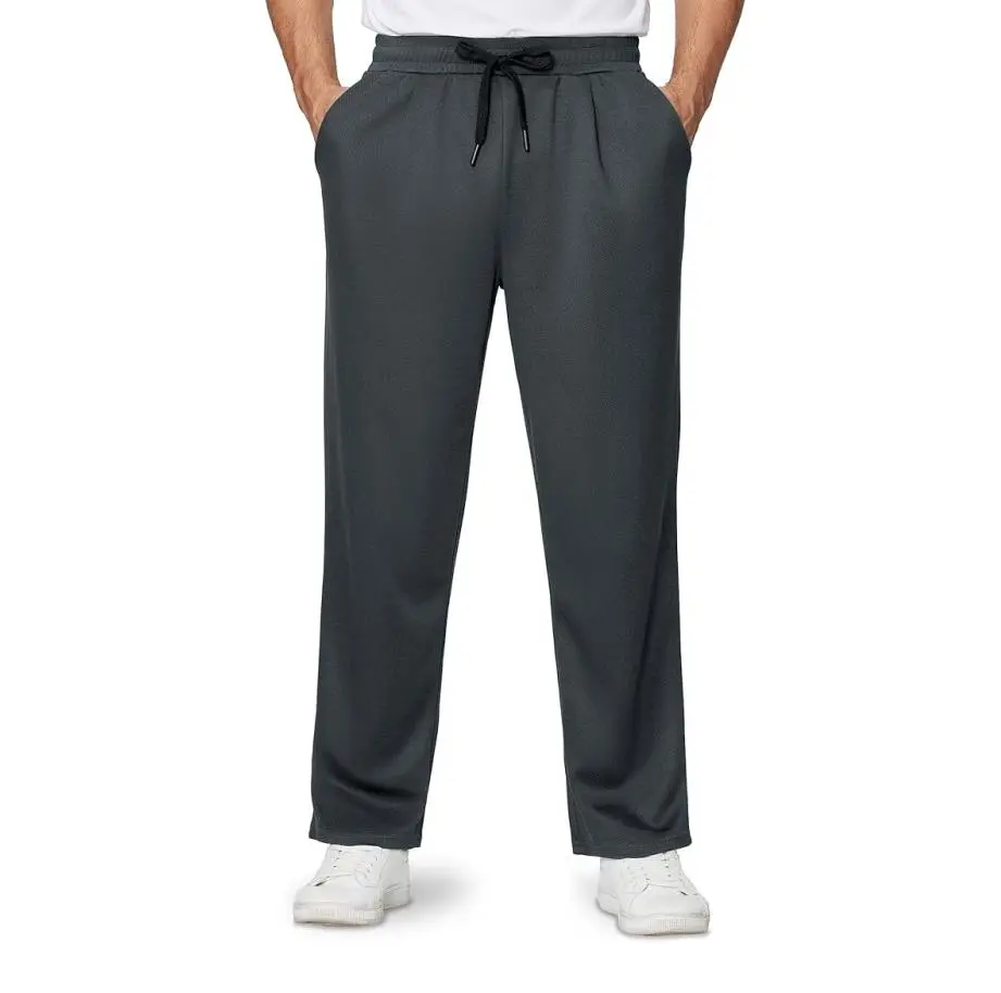 4-Pack Men's Loose Fitting Casual Pants for Fall Relaxed Fit Oversize Clothing Comfortable Drawstring Lounge Pants with Pockets  Workout Stylish Black And Deep Gray, Beige FathersDayGift