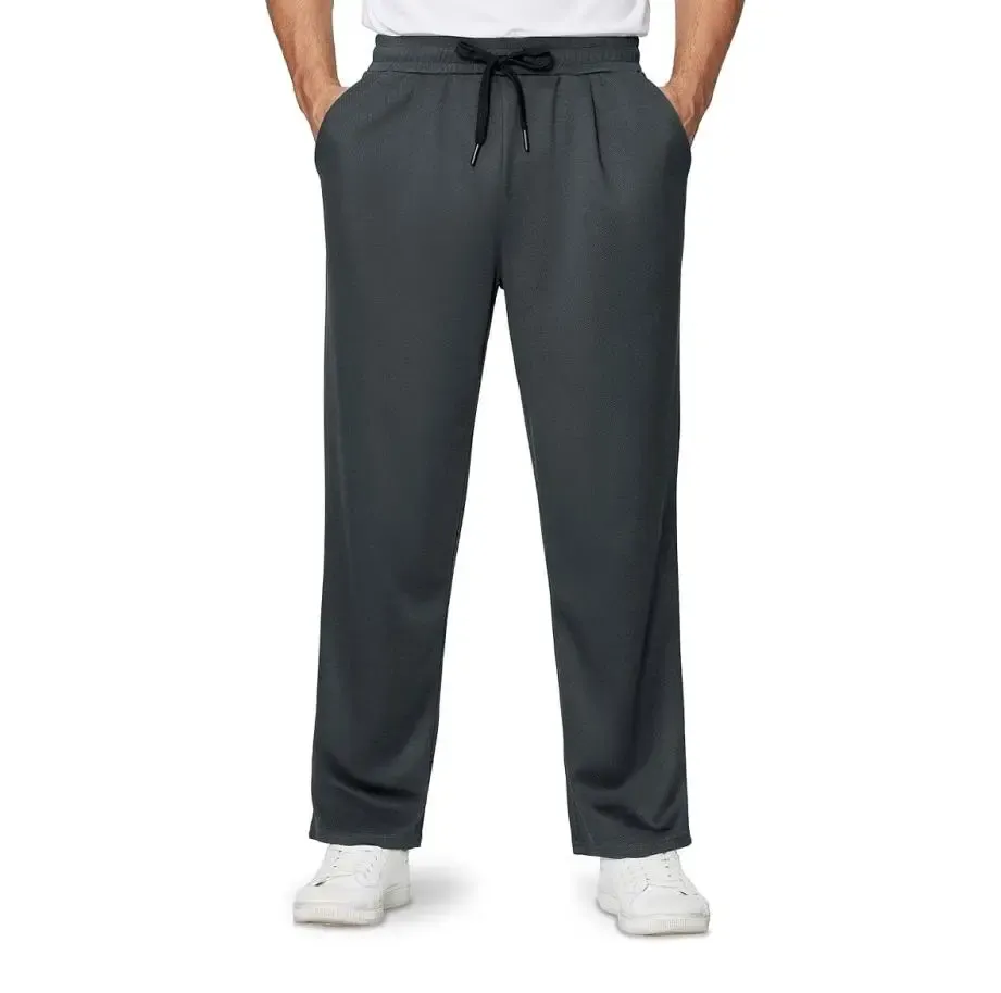 4-Pack Men's Loose Fitting Casual Pants for Fall Relaxed Fit Oversize Clothing Comfortable Drawstring Lounge Pants with Pockets  Workout Stylish Black And Deep Gray, Beige FathersDayGift