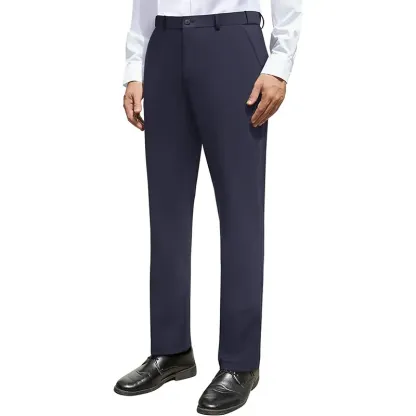Men's Stretch Dress Pants No Iron Golf Pants Expandable Waist Flat Front Business Casual Formal  Pants FathersDayGift
