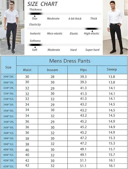 Men's Stretch Dress Pants No Iron Golf Pants Expandable Waist Flat Front Business Casual Formal  Pants FathersDayGift