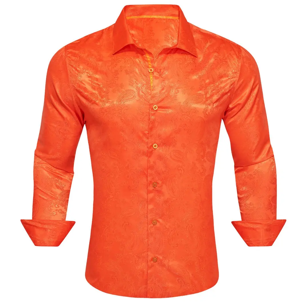 Men's Paisley Print Dress Shirt — Long Sleeve, Wrinkle-Free, Button-Down Collar, Denim Style. Blending both casual and formal aesthetics, this regular-fit black shirt serves as a wardrobe staple suitable for both business environments and everyday wear.