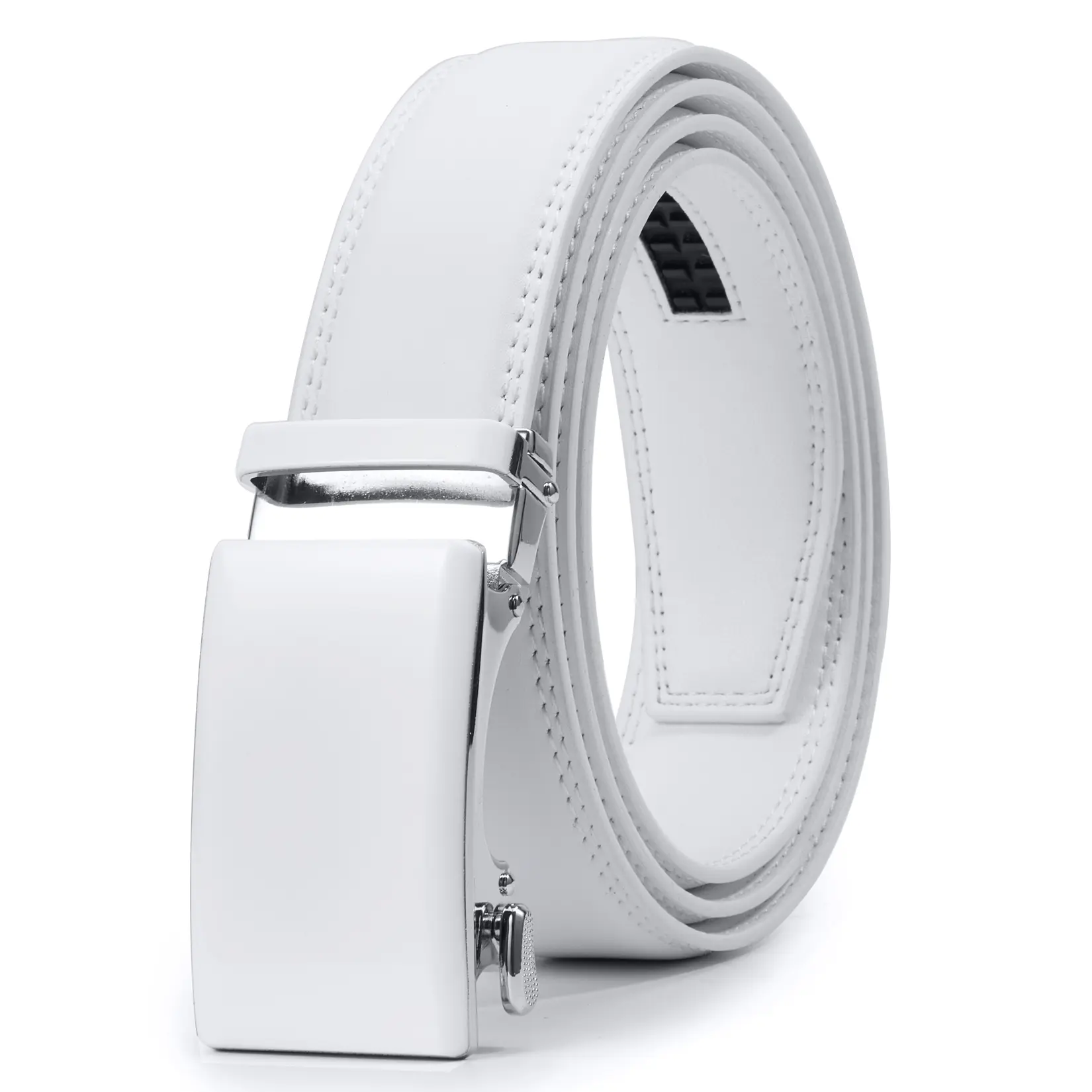 【Flash Sale】Men's Cowhide Elastic Adjustable Waist Leather Belt, Modern Easy-Release Ratchet Buckle, Elegant Design for Dress & Casual Wear, Men's Accessories, Gifts for Boyfriend, Gift Box Included, Leather Belts, Adjustable Waist Belt