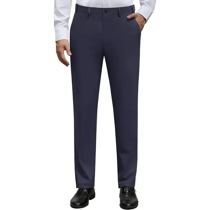 Men's Stretch Dress Pants No Iron Golf Pants Expandable Waist Flat Front Business Casual Formal  Pants FathersDayGift