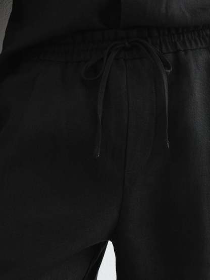100% Linen Relaxed-Fit Drawstring Trousers