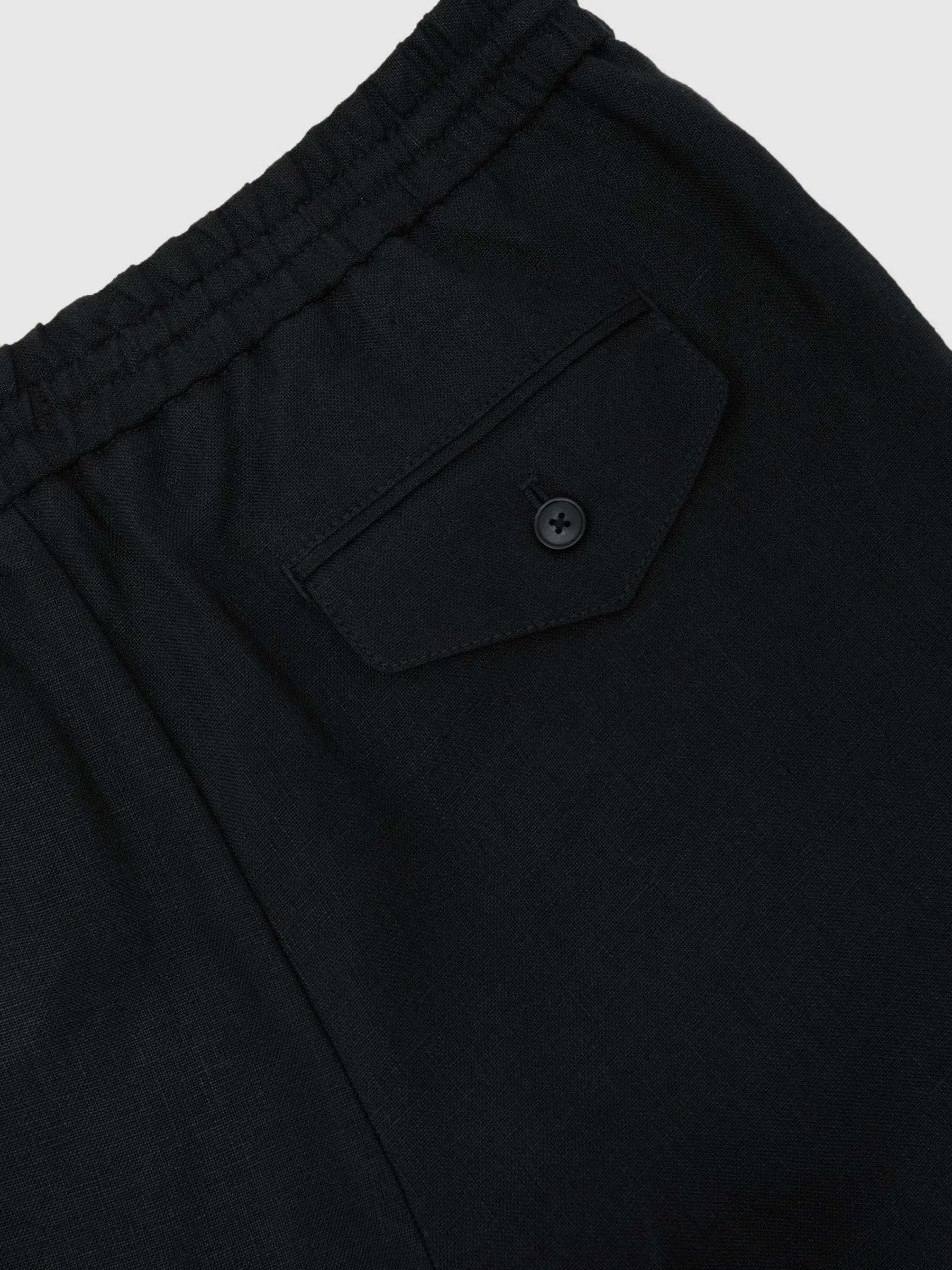 100% Linen Relaxed-Fit Drawstring Trousers