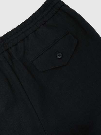 100% Linen Relaxed-Fit Drawstring Trousers