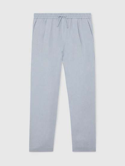100% Linen Relaxed-Fit Drawstring Trousers