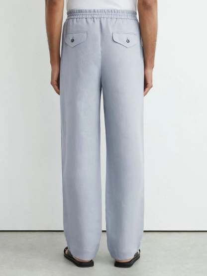 100% Linen Relaxed-Fit Drawstring Trousers