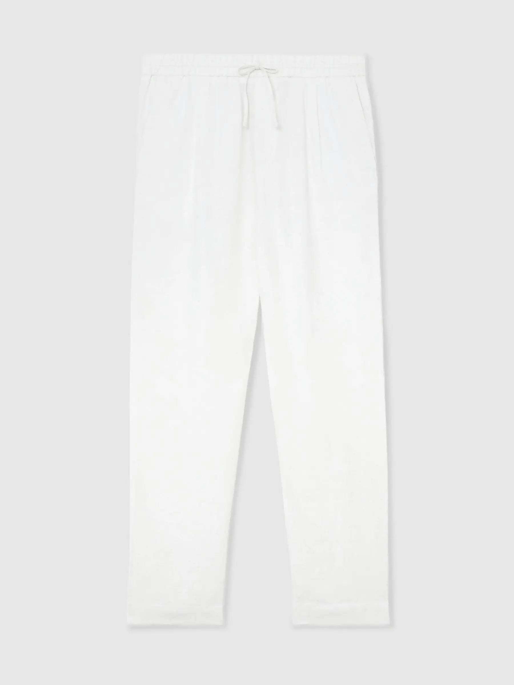 100% Linen Relaxed-Fit Drawstring Trousers