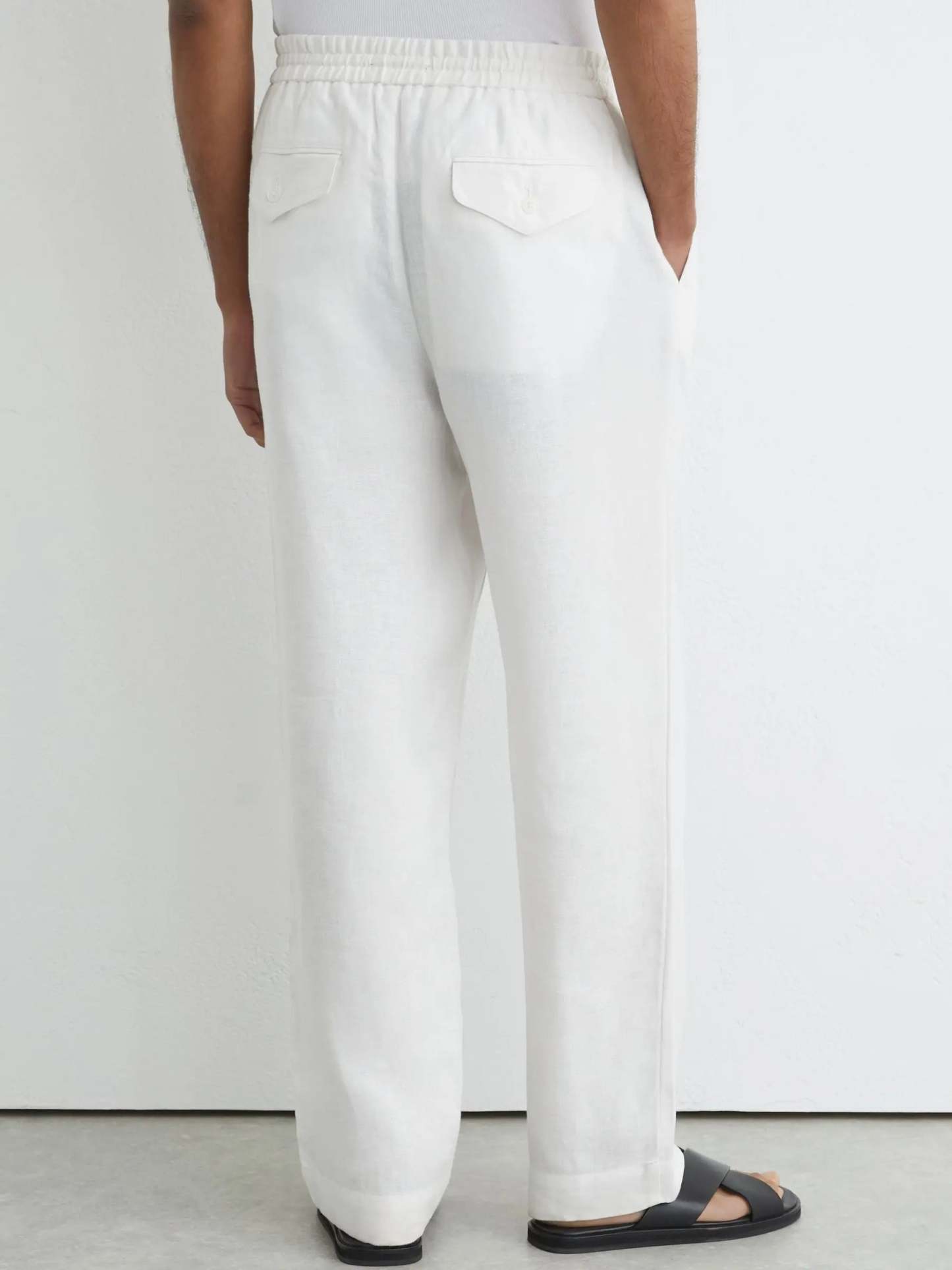 100% Linen Relaxed-Fit Drawstring Trousers