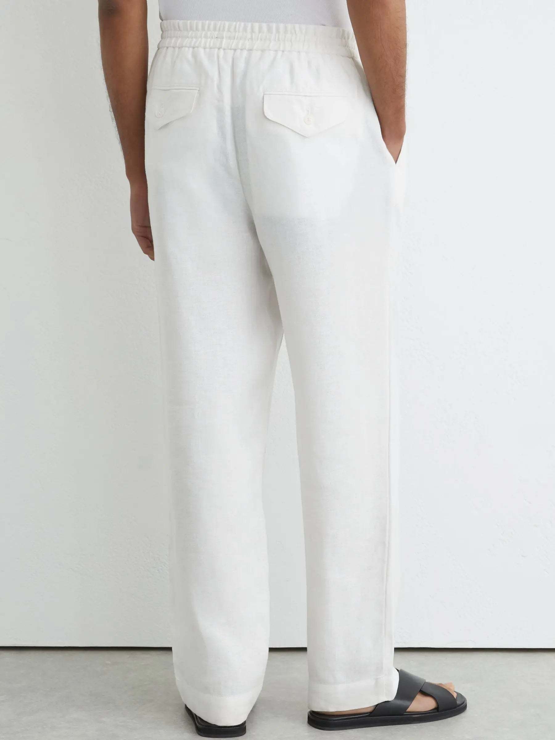 100% Linen Relaxed-Fit Drawstring Trousers