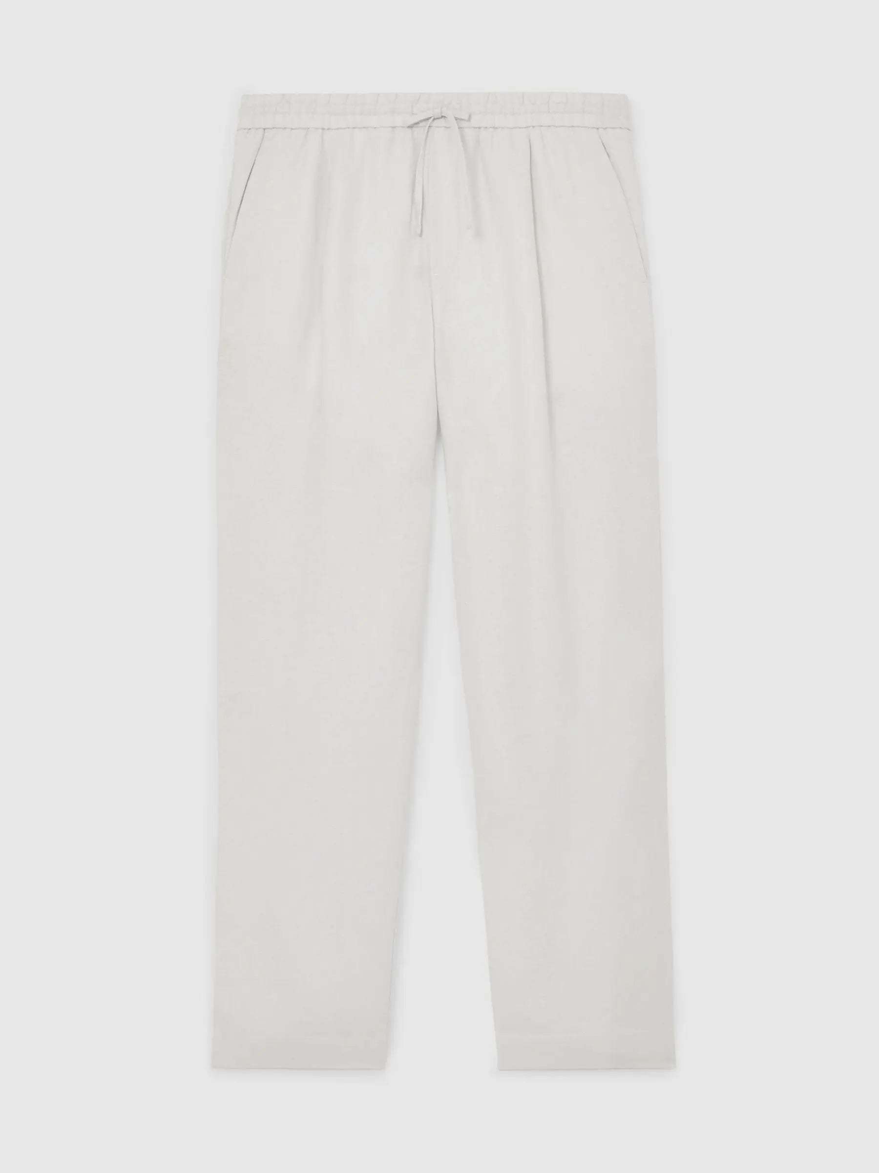 100% Linen Relaxed-Fit Drawstring Trousers