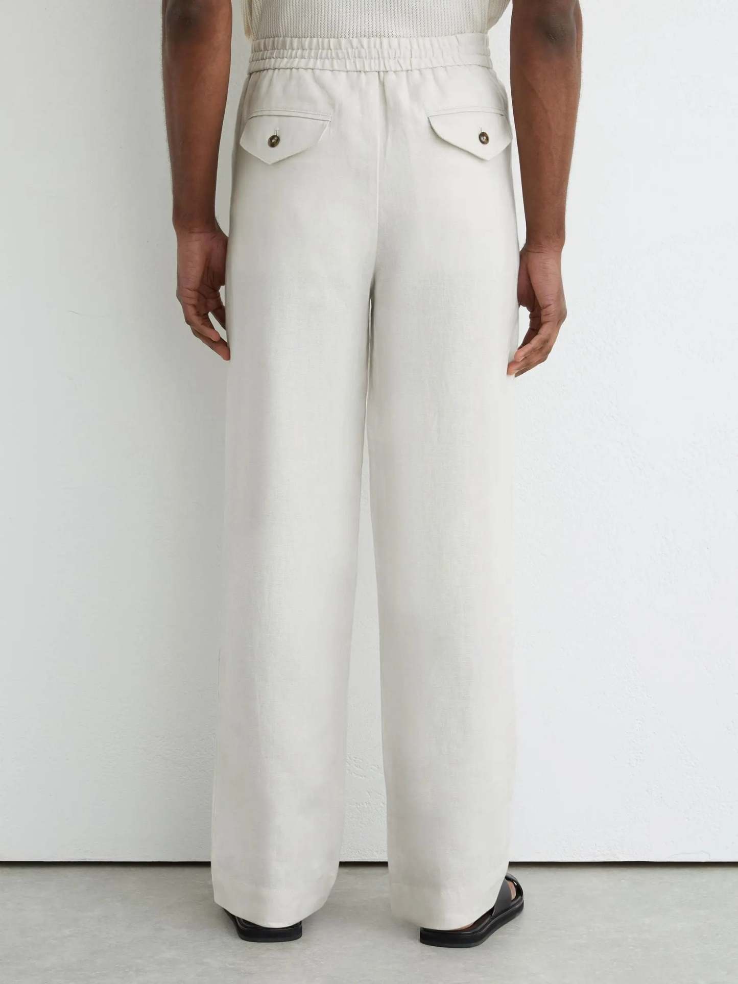 100% Linen Relaxed-Fit Drawstring Trousers