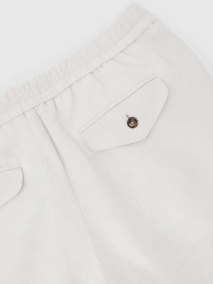 100% Linen Relaxed-Fit Drawstring Trousers