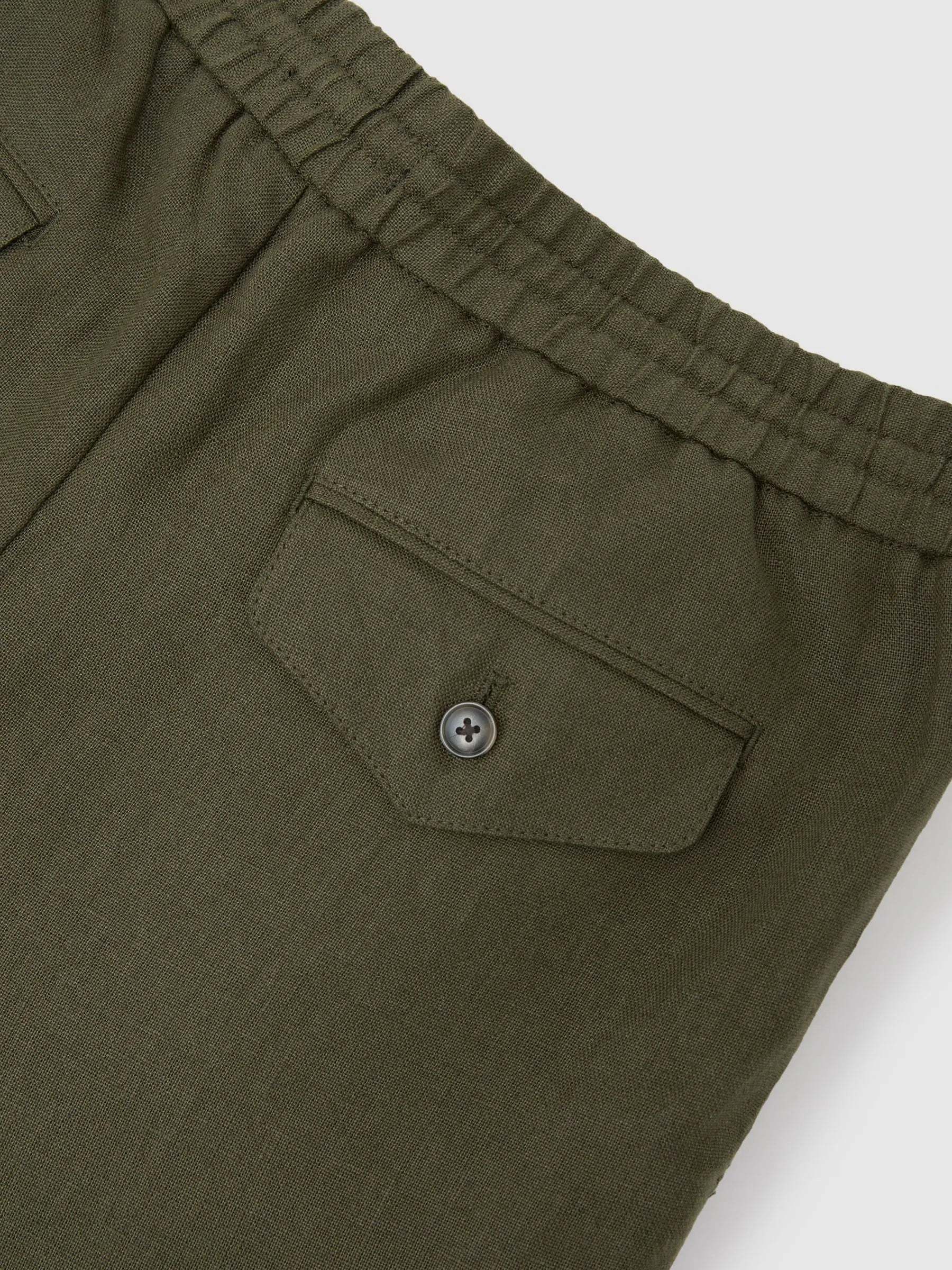 100% Linen Relaxed-Fit Drawstring Trousers