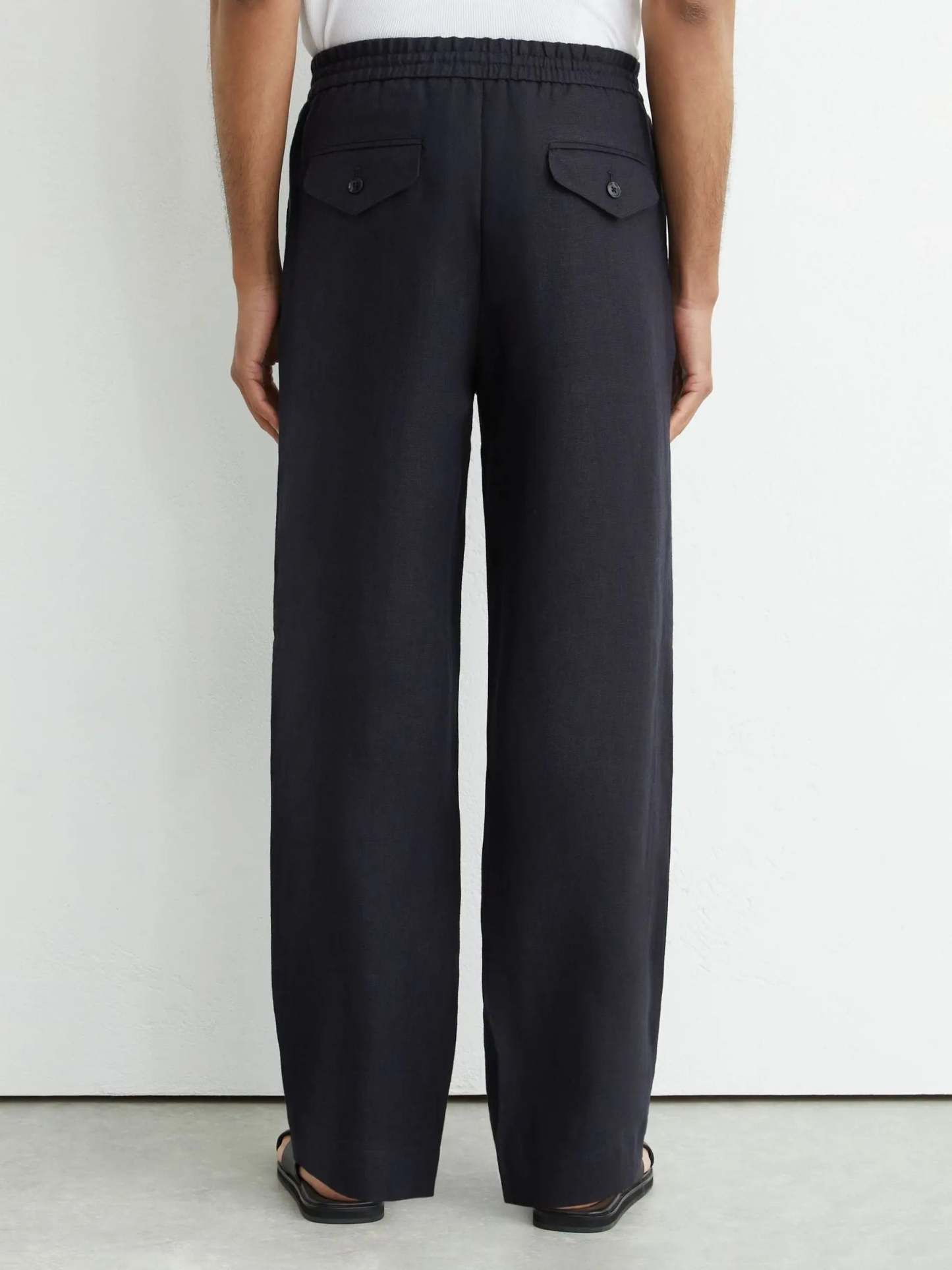 100% Linen Relaxed-Fit Drawstring Trousers