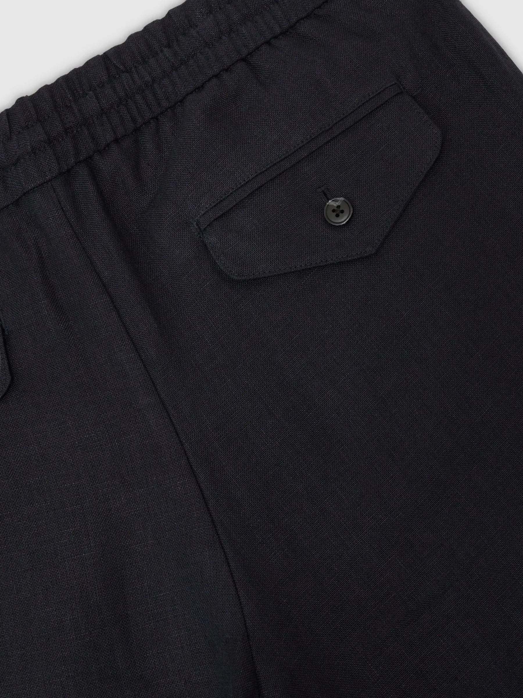 100% Linen Relaxed-Fit Drawstring Trousers