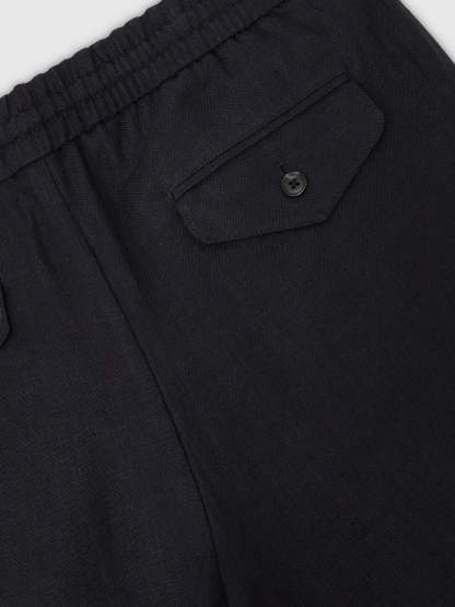 100% Linen Relaxed-Fit Drawstring Trousers