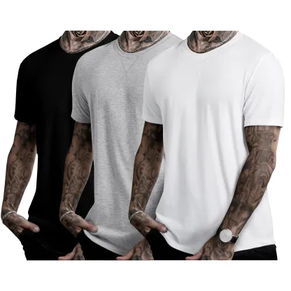 JMIERR Mens 3 Pack Cotton Hipster Hip Hop Longline Crewneck T-Shirt,Menswear Casual Tshirt Tops,TikTokShopfalldealsforyou