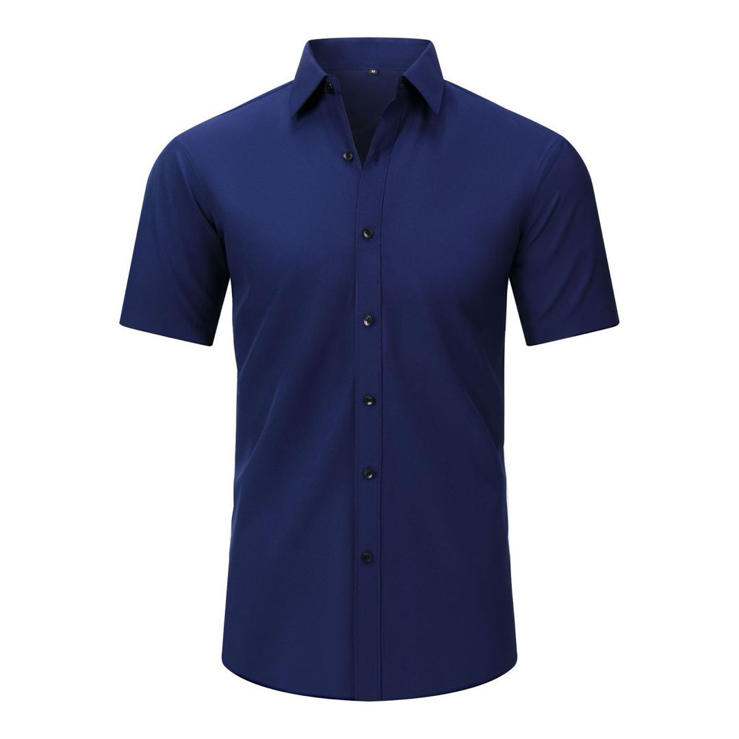 Men's Stretch Dress Shirts— Short-Sleeve Slim Fit, Business-Casual Button-Down Collar, Athletic Cut; Men's Short-Sleeve Apparel — A Perfect Gift for Dad.