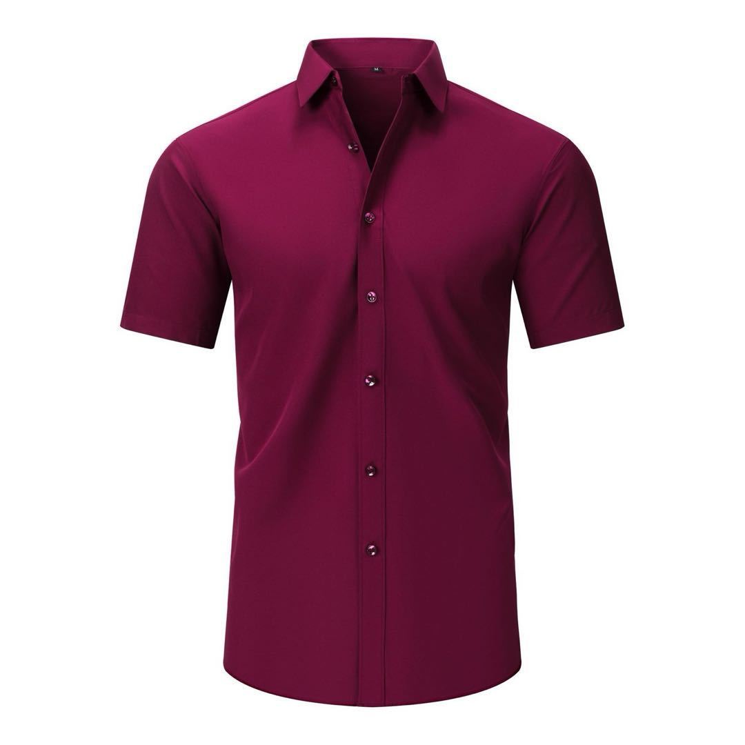 Men's Stretch Dress Shirts— Short-Sleeve Slim Fit, Business-Casual Button-Down Collar, Athletic Cut; Men's Short-Sleeve Apparel — A Perfect Gift for Dad.