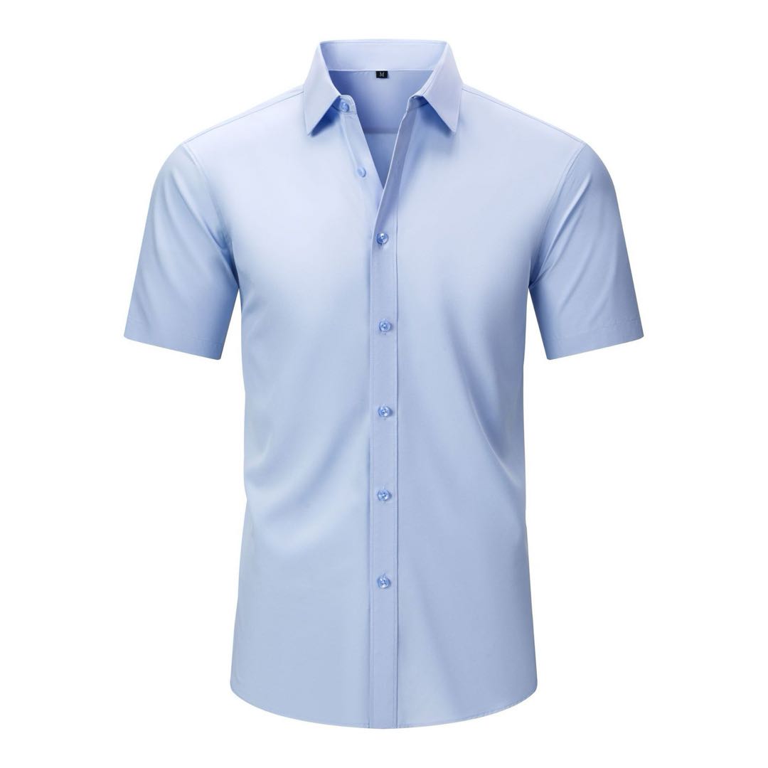 Men's Stretch Dress Shirts— Short-Sleeve Slim Fit, Business-Casual Button-Down Collar, Athletic Cut; Men's Short-Sleeve Apparel — A Perfect Gift for Dad.