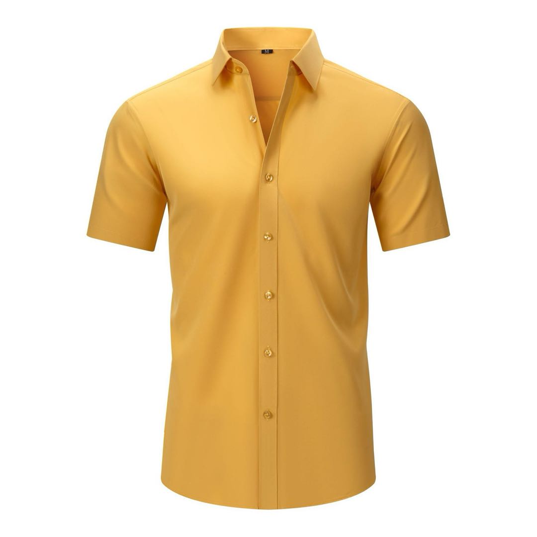 Men's Stretch Dress Shirts— Short-Sleeve Slim Fit, Business-Casual Button-Down Collar, Athletic Cut; Men's Short-Sleeve Apparel — A Perfect Gift for Dad.
