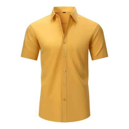 Men's Stretch Dress Shirts— Short-Sleeve Slim Fit, Business-Casual Button-Down Collar, Athletic Cut; Men's Short-Sleeve Apparel — A Perfect Gift for Dad.
