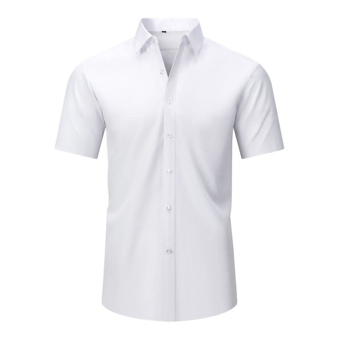 Men's Stretch Dress Shirts— Short-Sleeve Slim Fit, Business-Casual Button-Down Collar, Athletic Cut; Men's Short-Sleeve Apparel — A Perfect Gift for Dad.