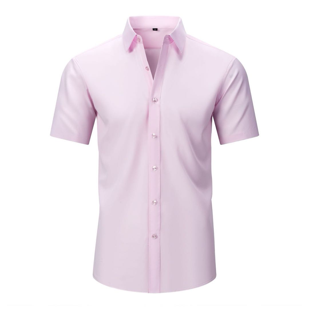 Men's Stretch Dress Shirts— Short-Sleeve Slim Fit, Business-Casual Button-Down Collar, Athletic Cut; Men's Short-Sleeve Apparel — A Perfect Gift for Dad.