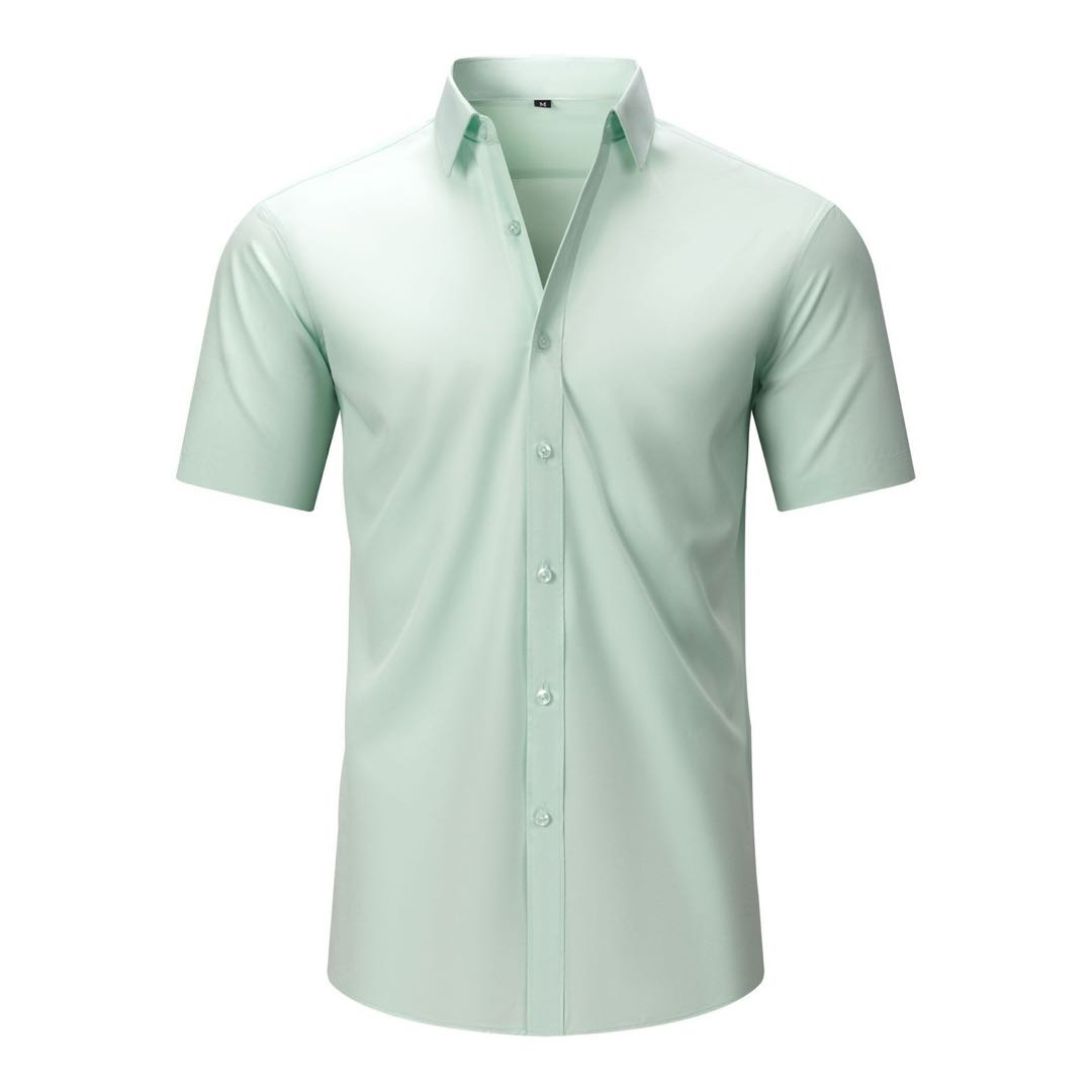 Men's Stretch Dress Shirts— Short-Sleeve Slim Fit, Business-Casual Button-Down Collar, Athletic Cut; Men's Short-Sleeve Apparel — A Perfect Gift for Dad.