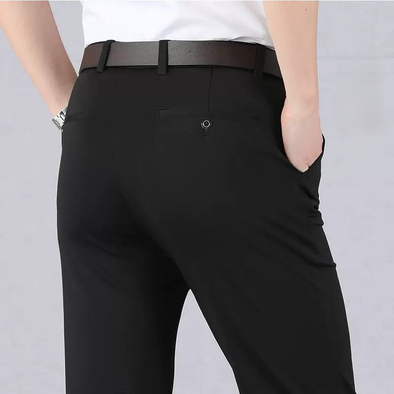Men's Stretch Dress Pants No Iron Golf Pants Expandable Waist Flat Front Business Casual Formal  Pants FathersDayGift