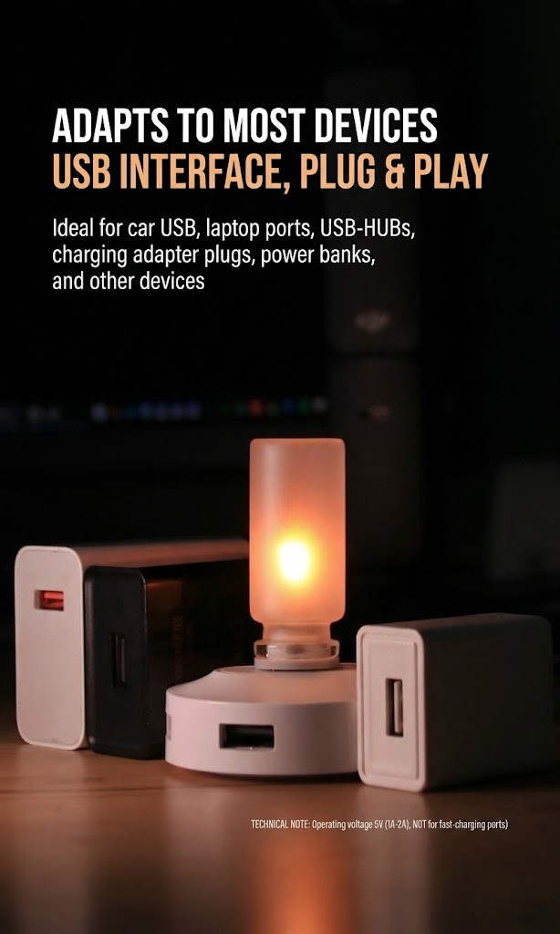 USB Simulated Flame Night Light