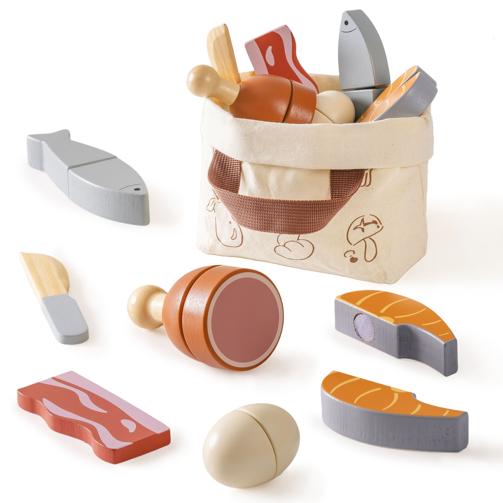 ROBUD Wooden Childs Play Food Set -  Meat