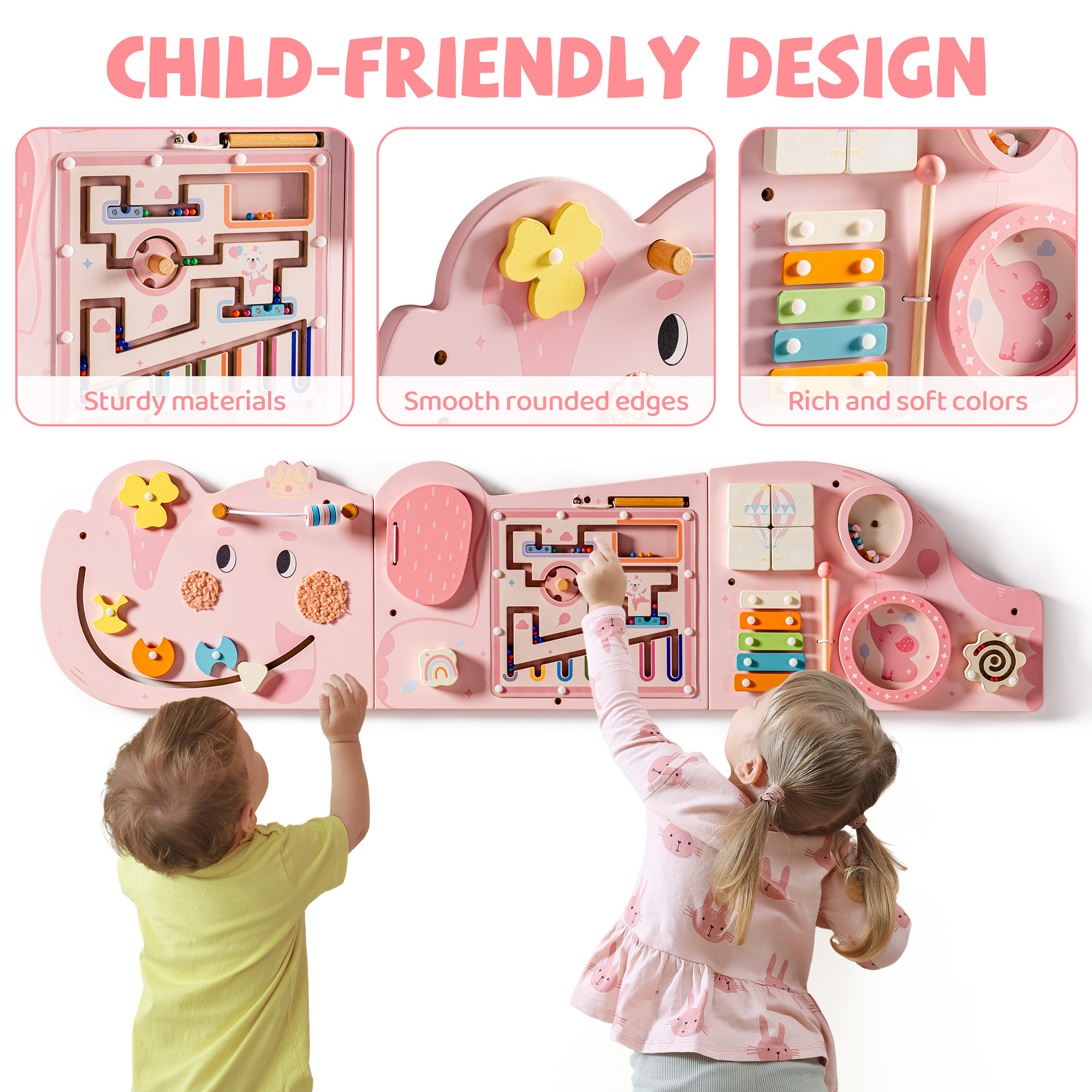 ROBUD Wooden Cream Elephant Busy Board