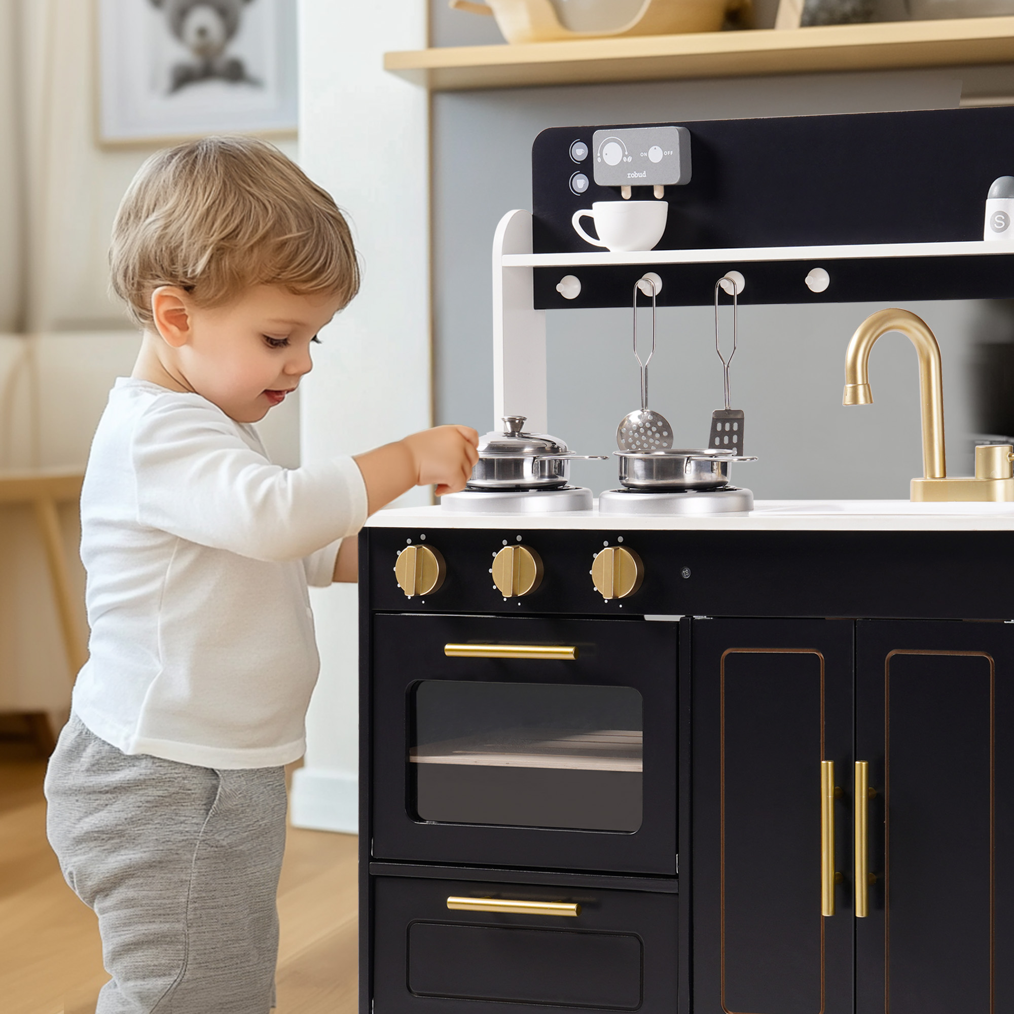 ROBUD Cuisine Enfant en Bois - Obsidienne