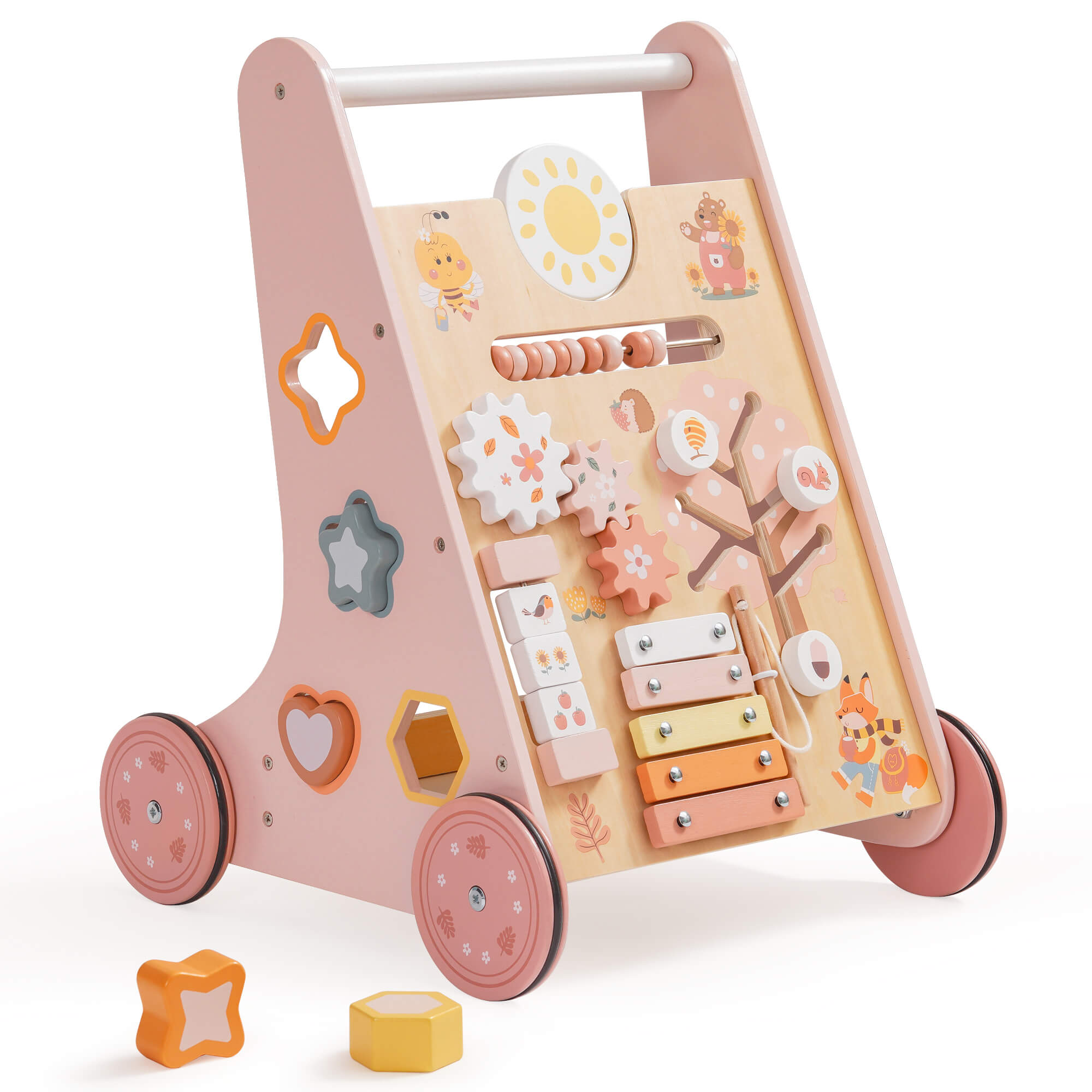 ROBUD Wooden Pink Baby Walker