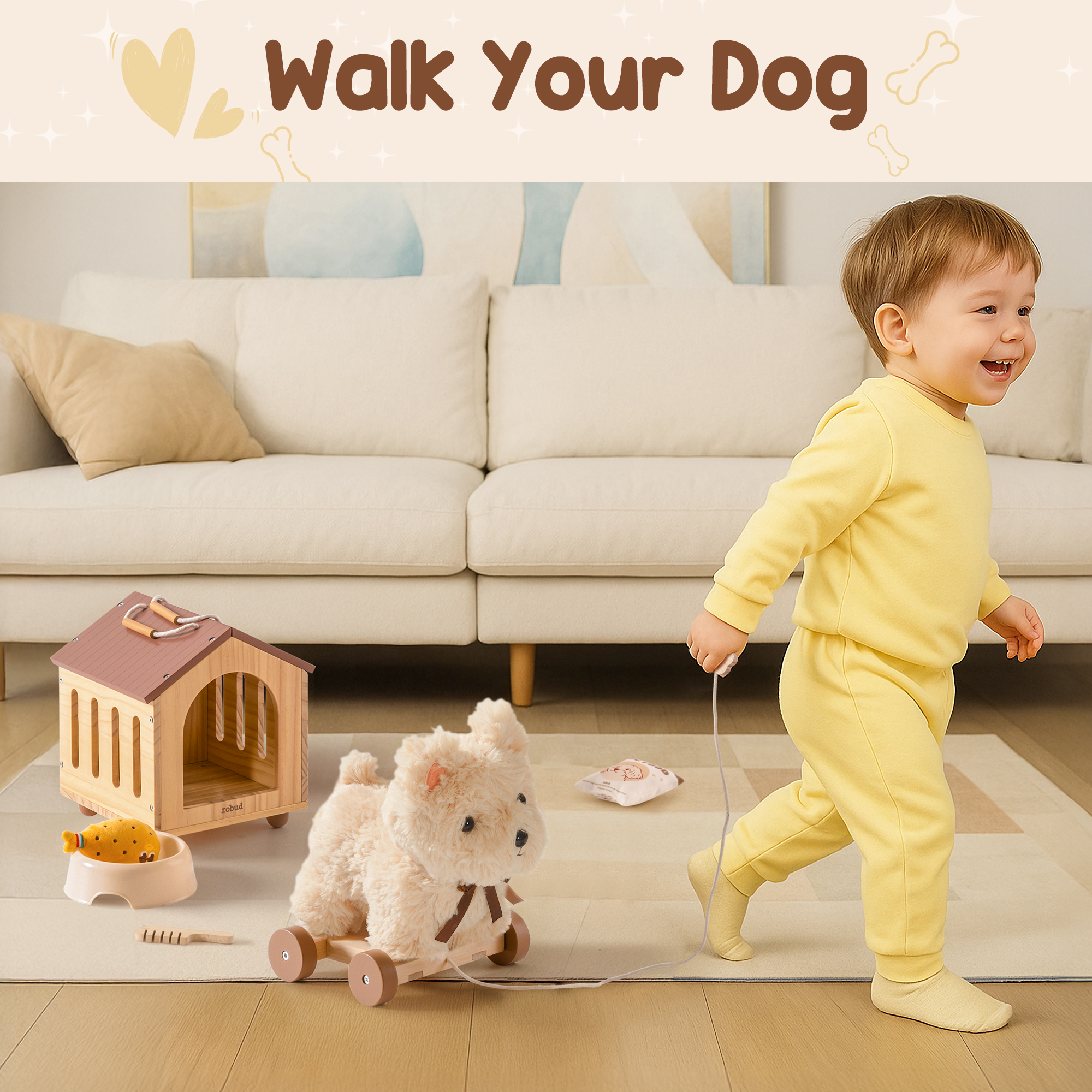 Robud Pull Dog Toy for Toddlers