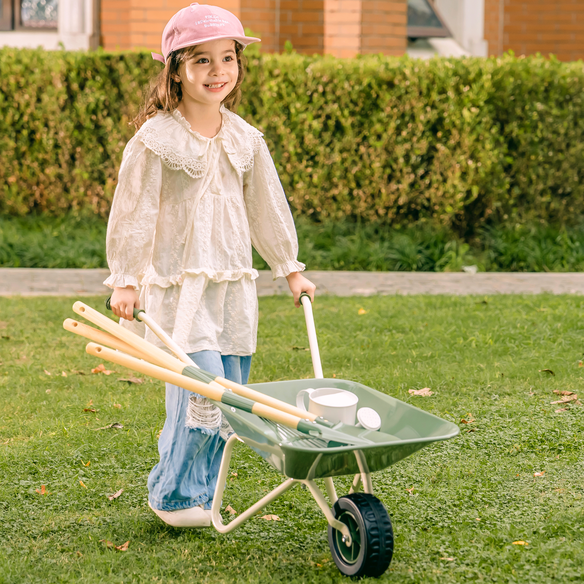 ROBUD Kids Wheelbarrow with Gardening Set