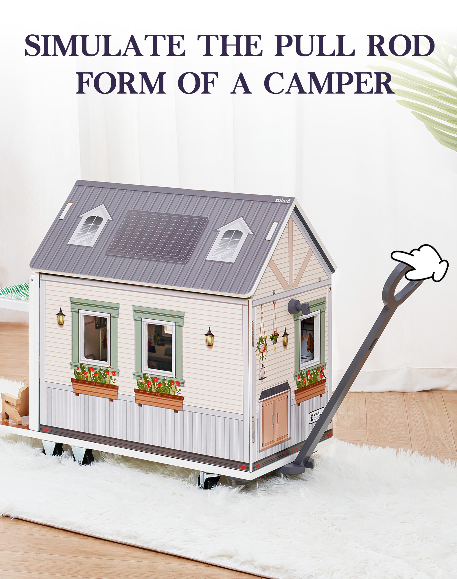 ROBUD Wooden Realistic Camper Van Dollhouse