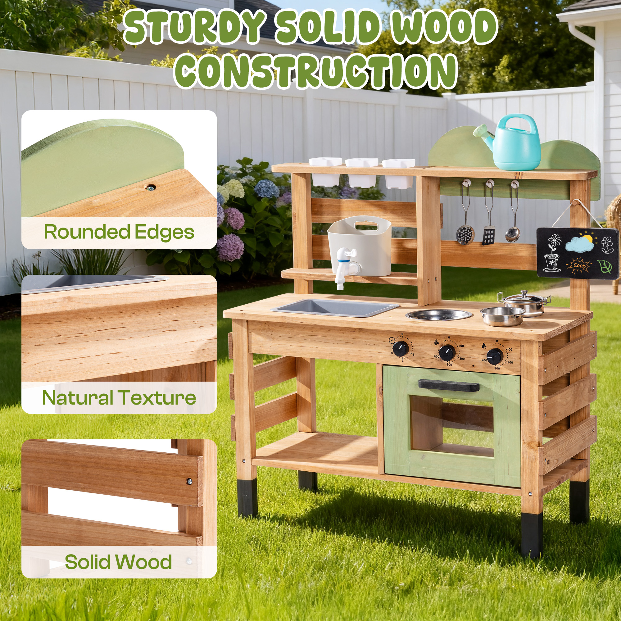 ROBUD Outdoor Mud Play Kitchen  with Removable Sink