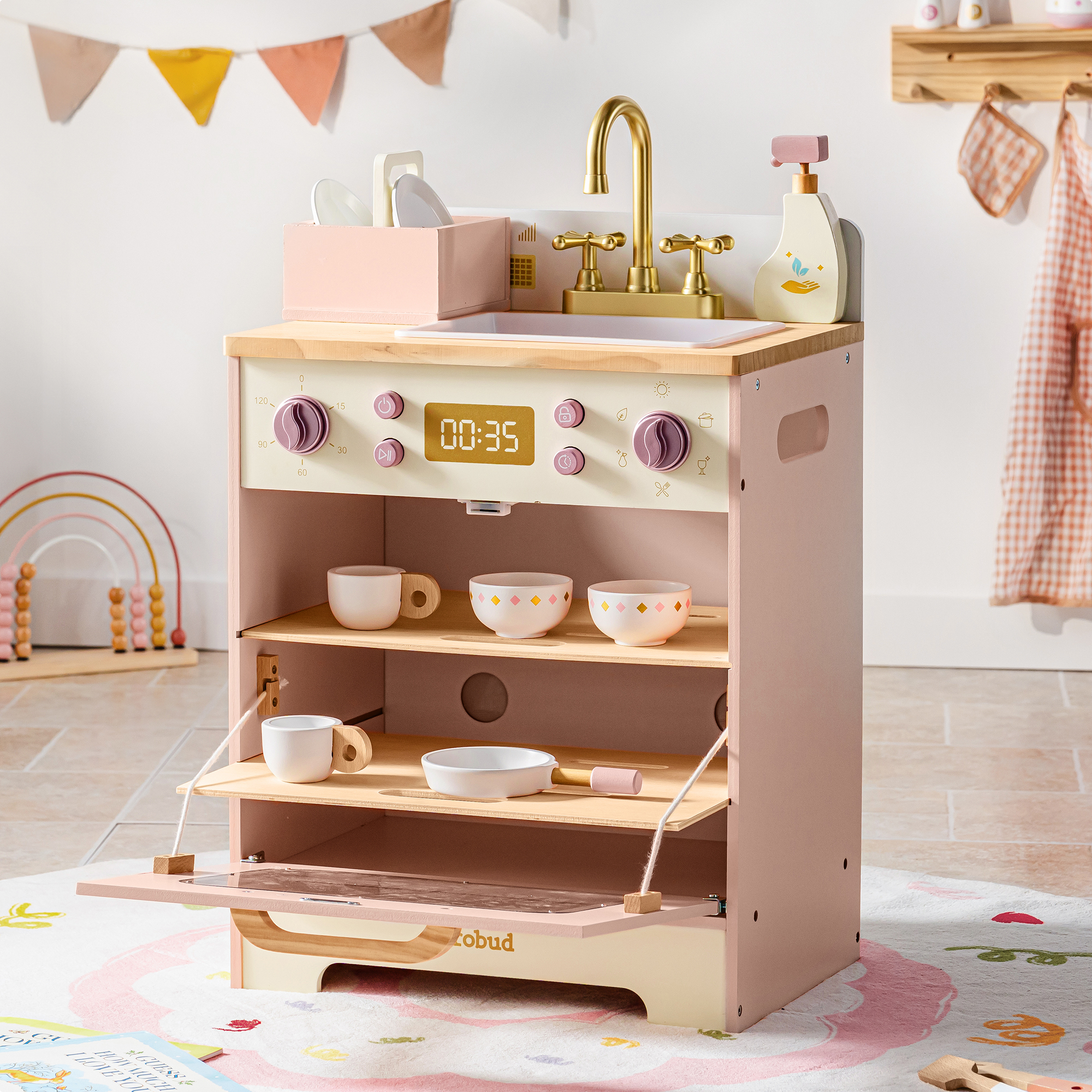 ROBUD Wooden Pink Dishwasher