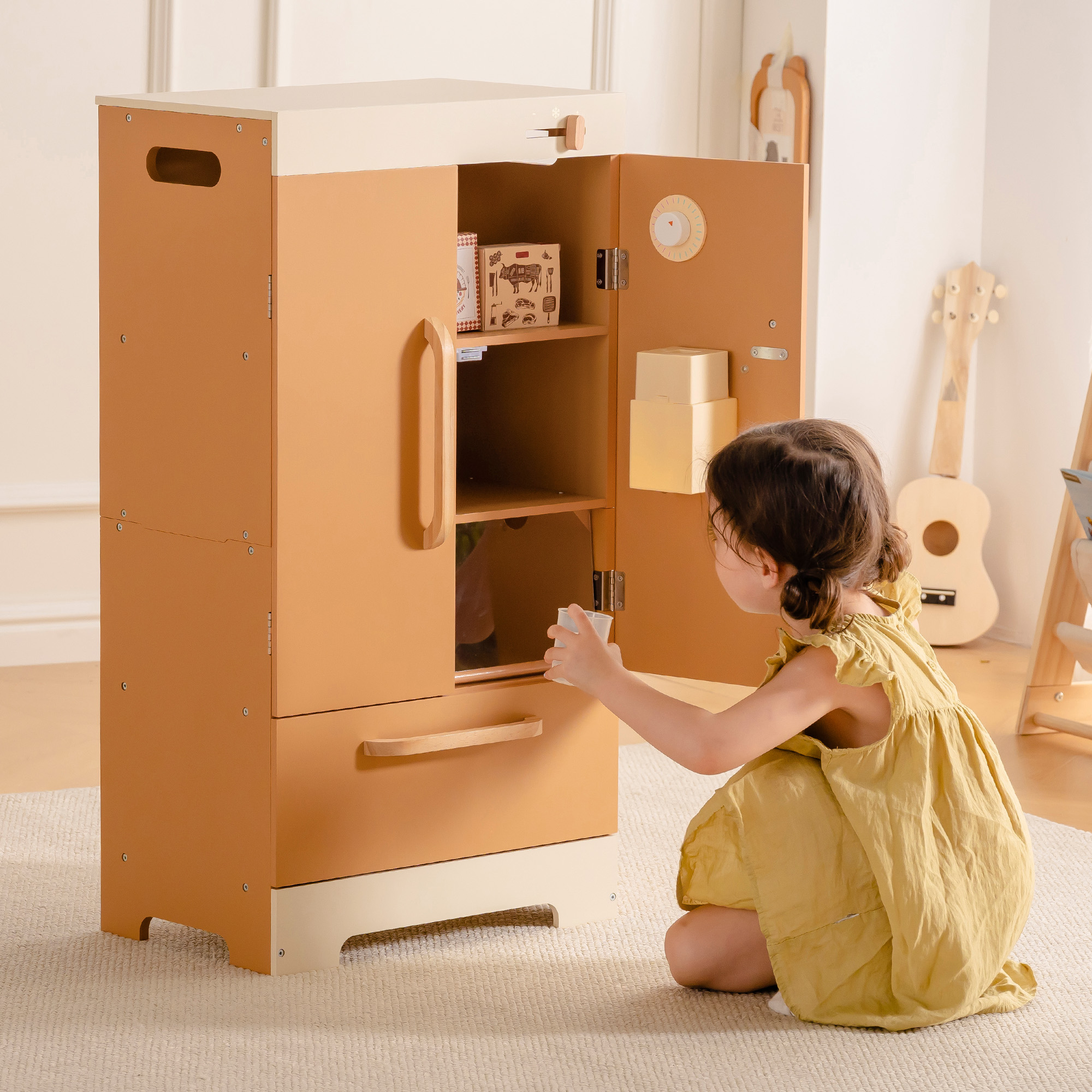 ROBUD Wooden Caramel Refrigerator