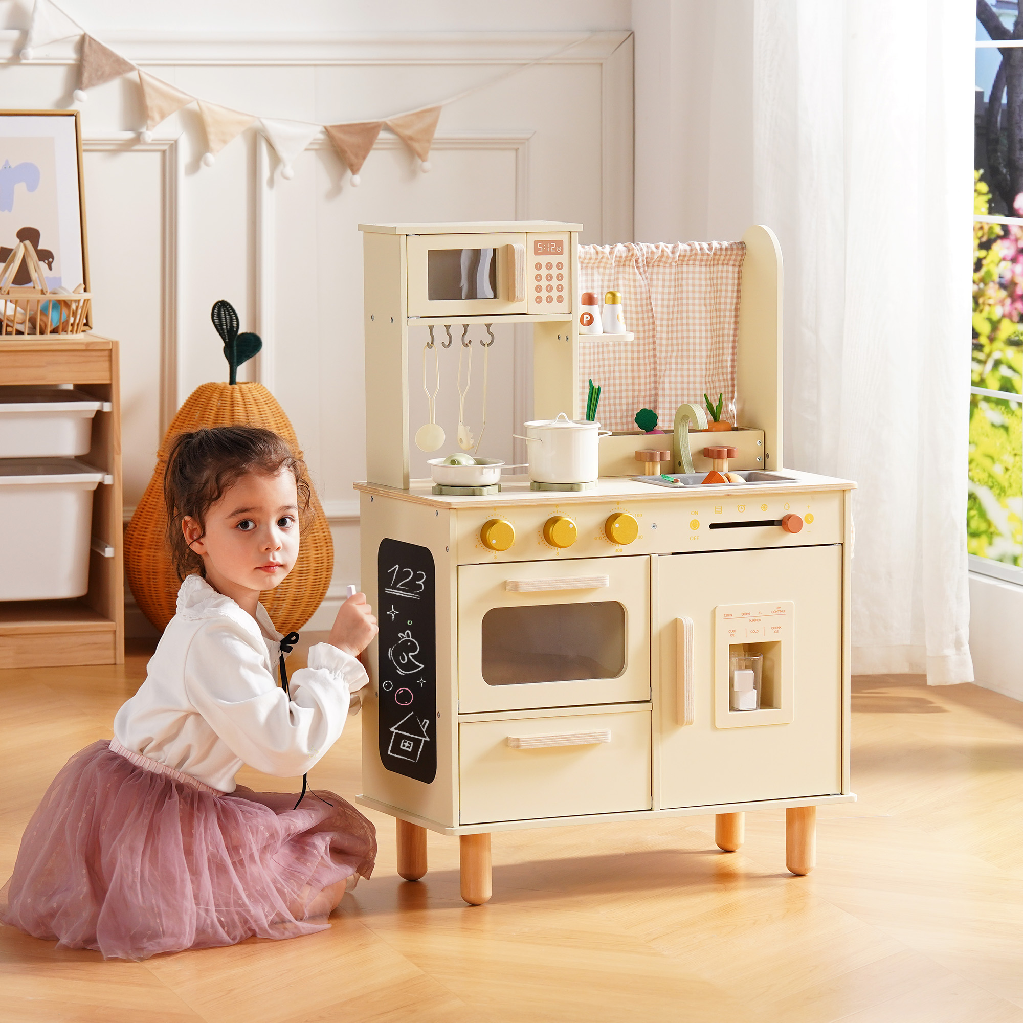 ROBUD Wooden Pretend Play Kitchen Set for Kids