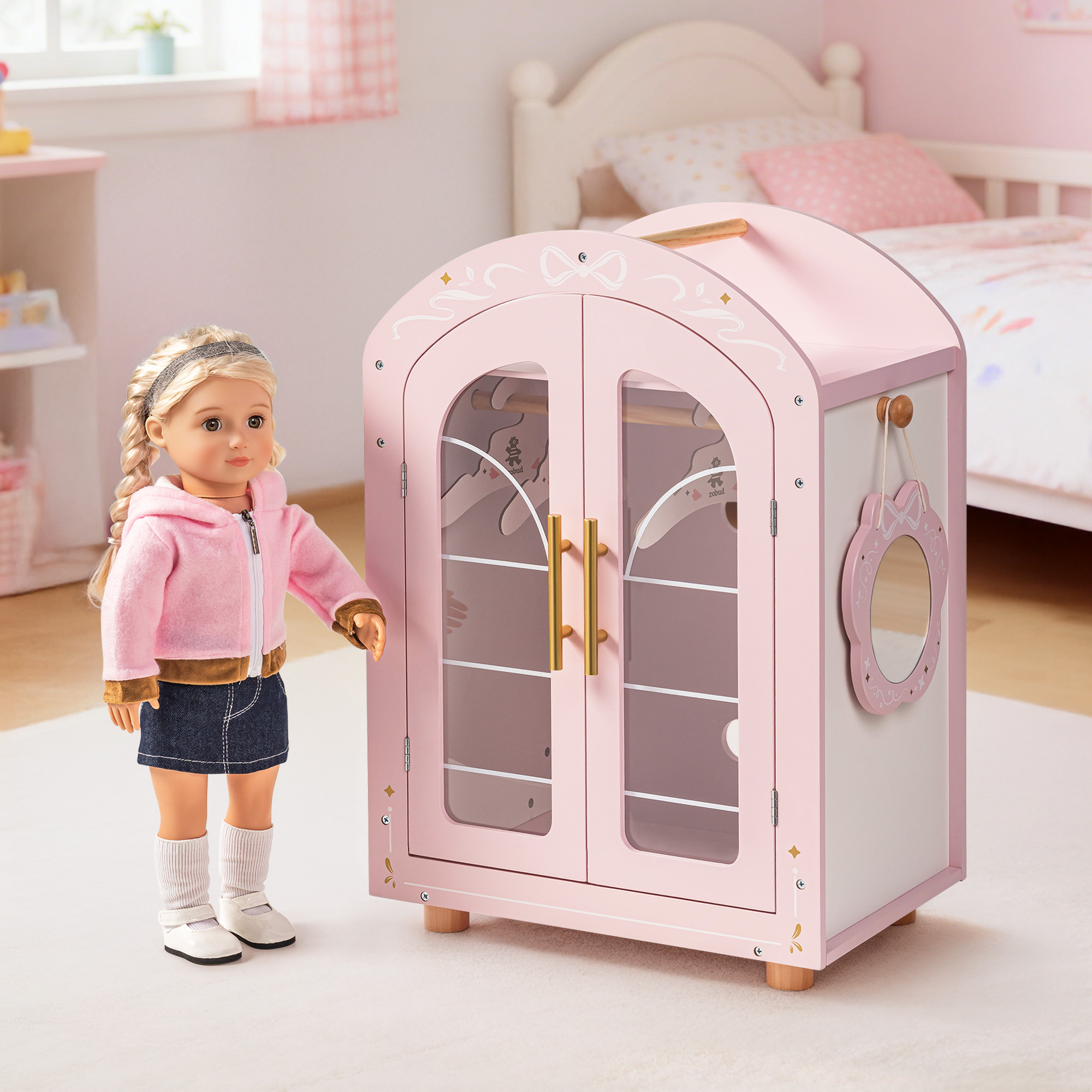 ROBUD Wooden Doll Furniture - Wardrobe