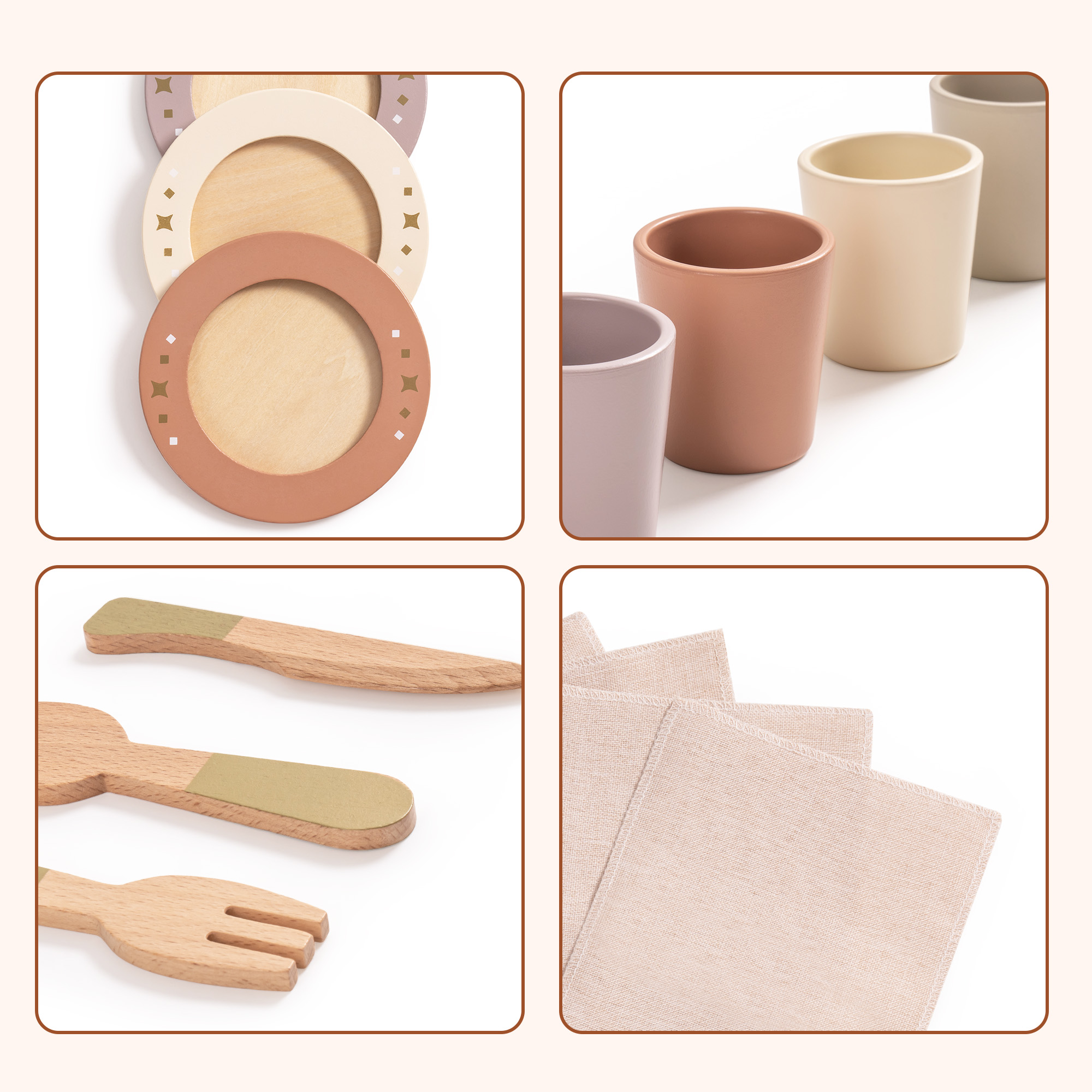 ROBUD Ensemble de 4 Plats en Bois